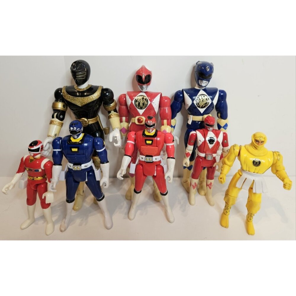 Lot of 8 Vintage Power Rangers 1993-97 Bandai 8" 6" 5"
